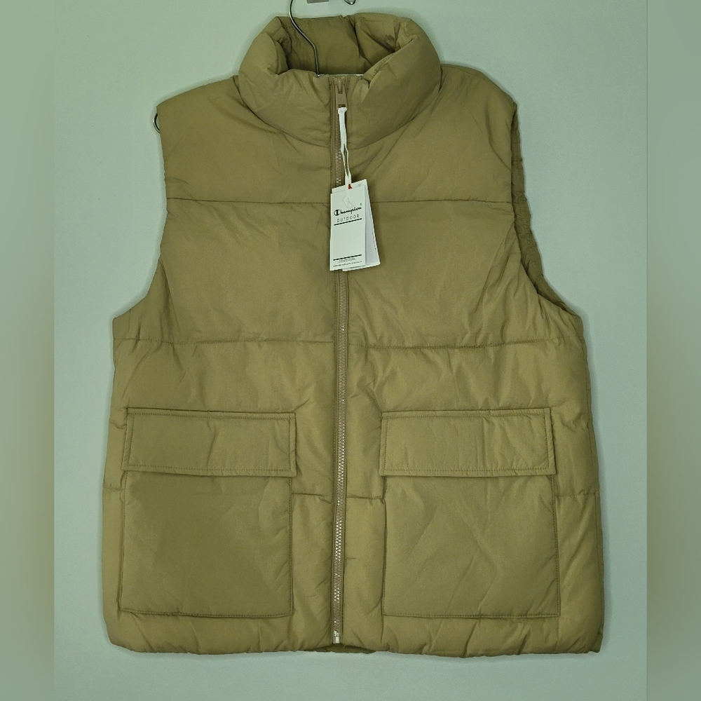 New Champion Outdoor Walnut Khaki Utility Puffer Vest Coat Large
